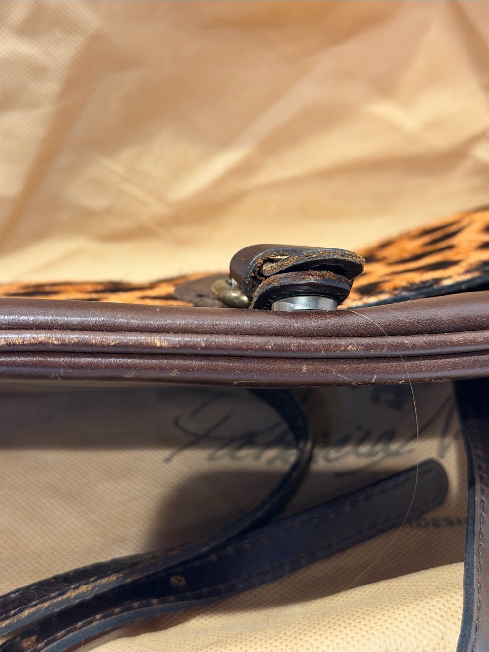 Patricia Nash Brown Leopard Print Crossbody Bag Adjustable Strap Dust Bag - Picture 8 of 9